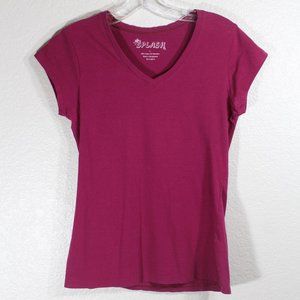 Splash Short Sleeve V Neck Tee Top Blouse